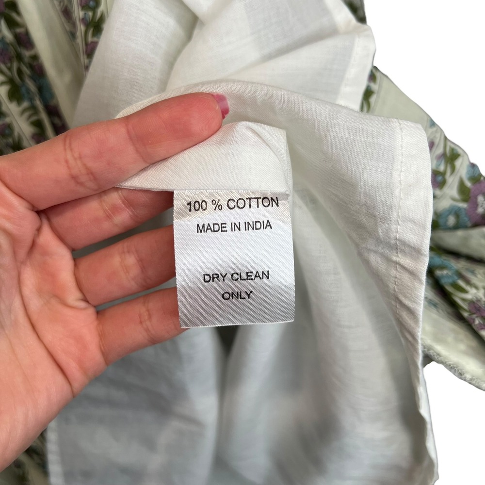 Mille Daisy Balloon Sleeve Goa Stripe Floral Tassel Tie Mini Cotton Dress SZ XS - Picture 9 of 13